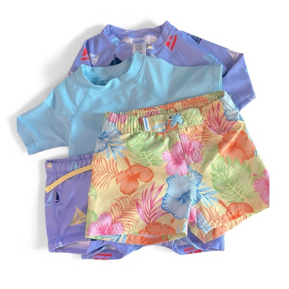 Rugged Butts Boys 6-12 Months Bundle Swim Trunks Rashguard One Piece Swim Suit
